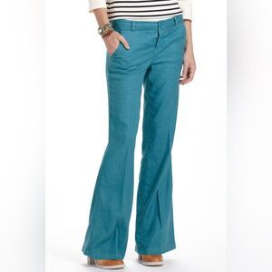 Anthropologie Level 99 Teal Linen Blend Trousers Size 26